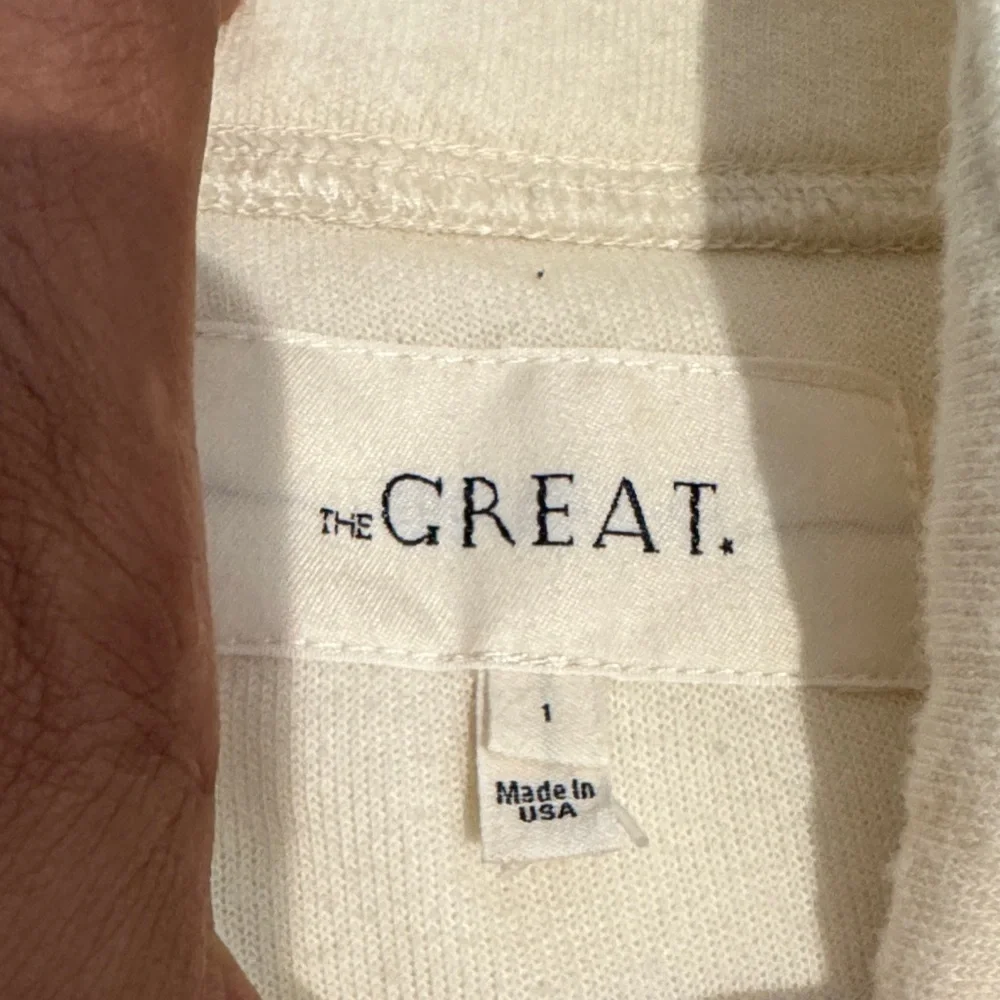 NEW THE GREAT. The slouch mixed media half-zip pullover washed white ivory sz 1 - Picture 6 of 9